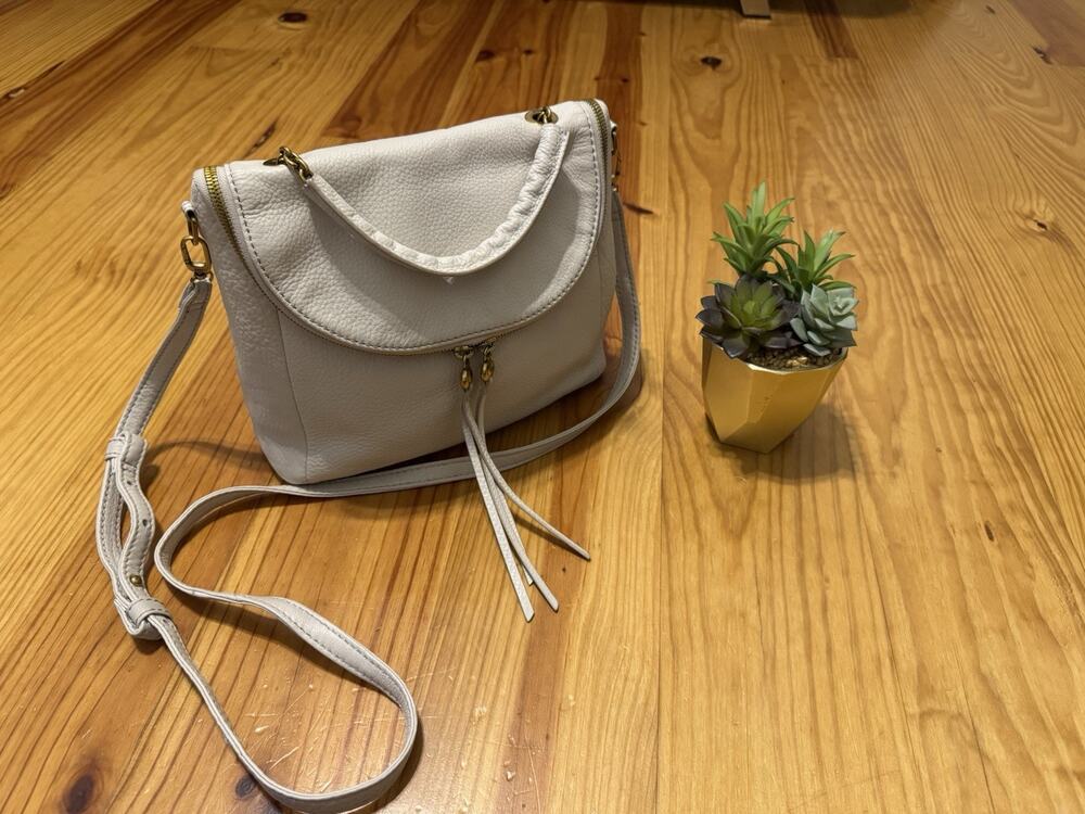HOBO Fern Top Handle Satchel White Leather Crossbody Bag Convertible Handbag